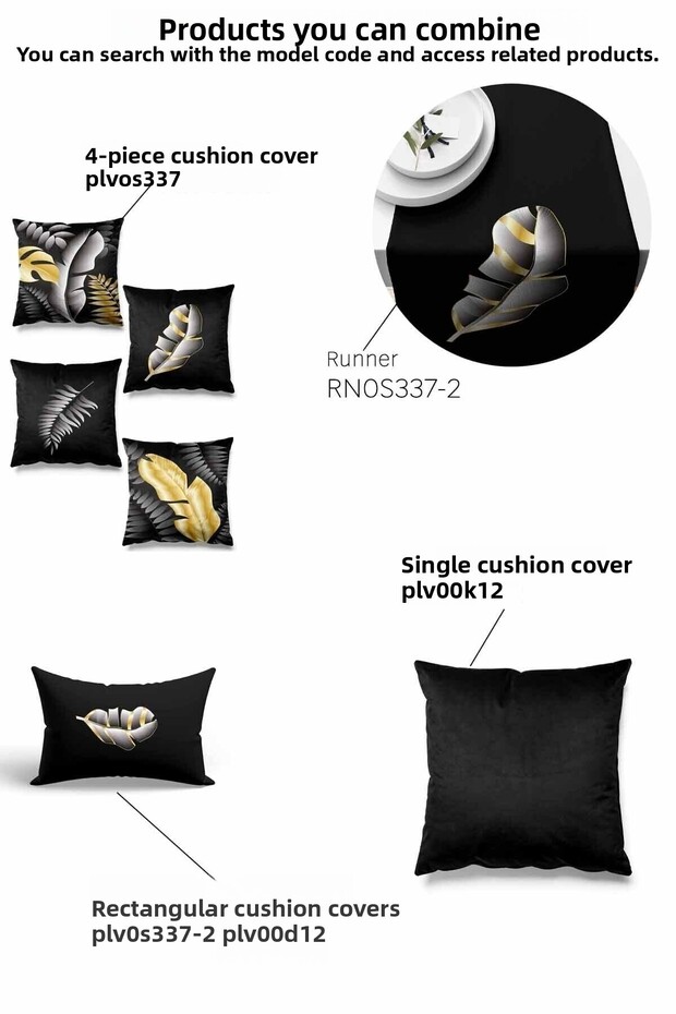 Rectangular Gold Leaf Patterned Double Sided Printed Suede Throw Pillow Cover - 2