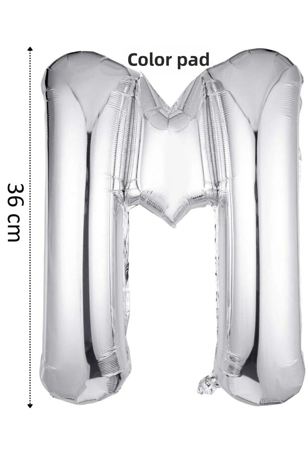 Foil Balloon Letter m Helium Balloon 36 cm Silver Color - Letter m Balloon - Letter Foil Balloon - 16 Inch