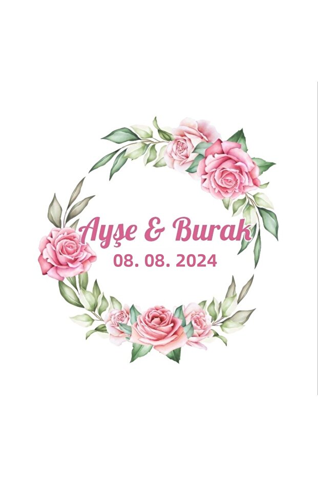 Pine Leaves Red Fruit Sticker Henna Engagement Wedding 3X3Cm Custom Sticker / 50Pcs Sticker