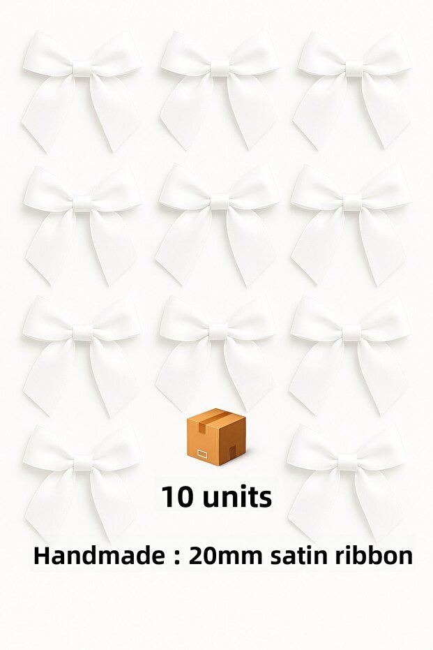 10Pcs White Satin Bow Ribbon 20mm Satin Ribbon