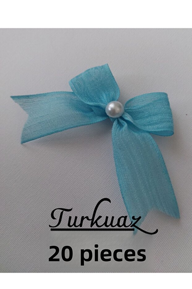 Pearl Detailed Linen Ribbon Napoli Ready-Made Bow (20 Pieces)