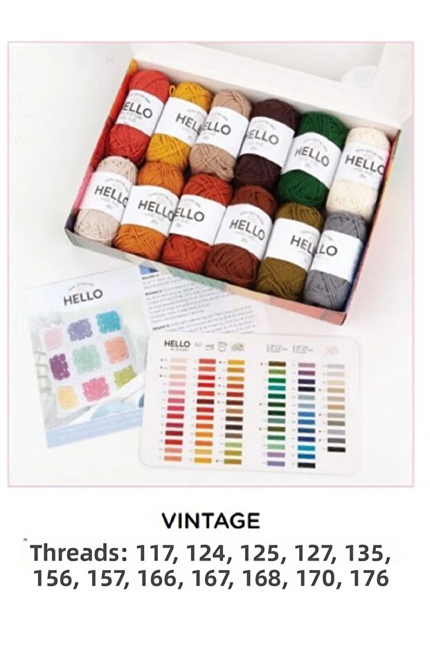 Hello Punch & Amigurumi 12-Piece (VINTAGE) Nostalgia Thread Set