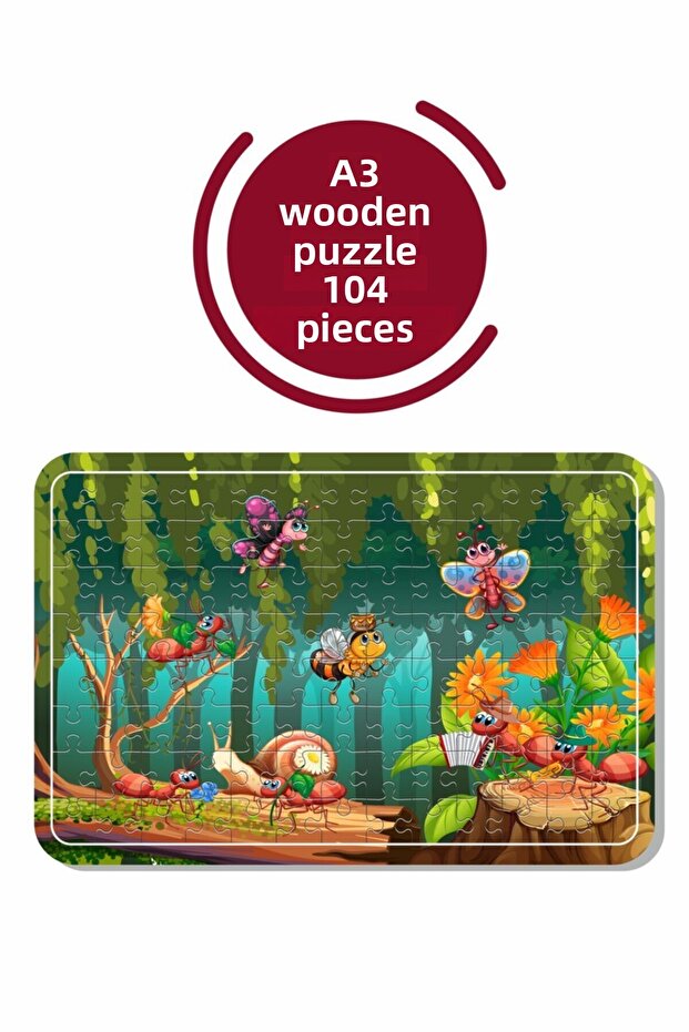 Cute Bees and Friends A3 104 Piece Wooden Puzzle