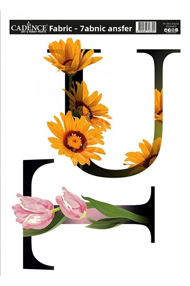 Kt-60 Cadence Fabric Transfer 25X35 Floral Letter Series
