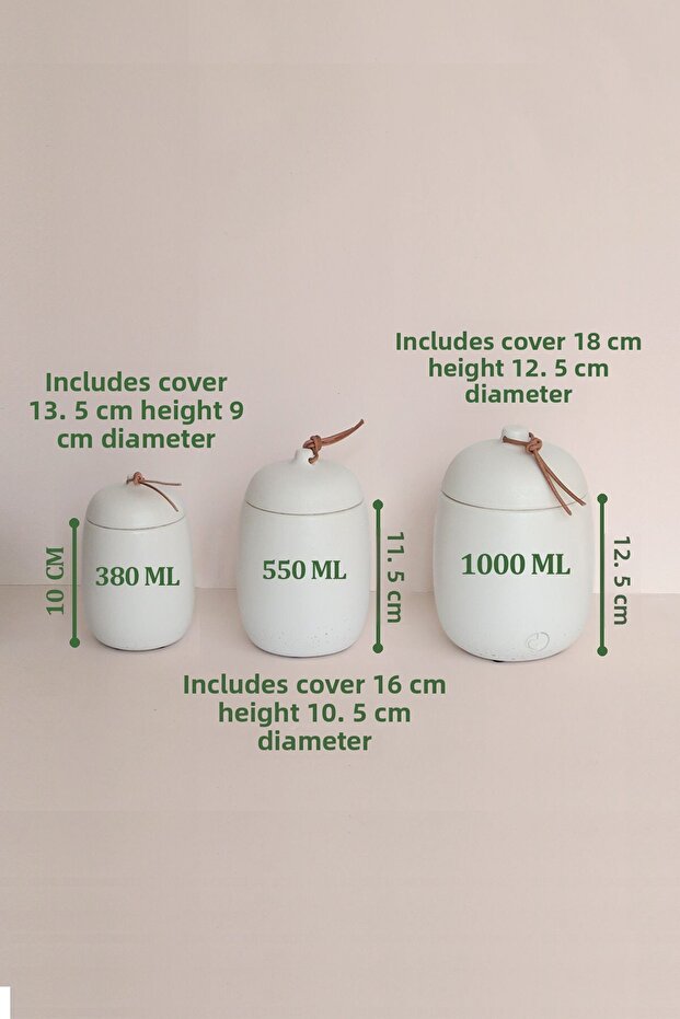 Rome Set of 3 Concrete Jars - Salt, Coffee, Sugar, Tea, Spice Storage Container - 5