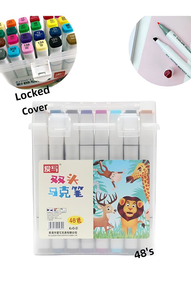 TOUCH MARKER PEN 48 Pieces Double Sided Marker Pen DOUBLE 48 PACK WITH LOCKED BAG - 1
