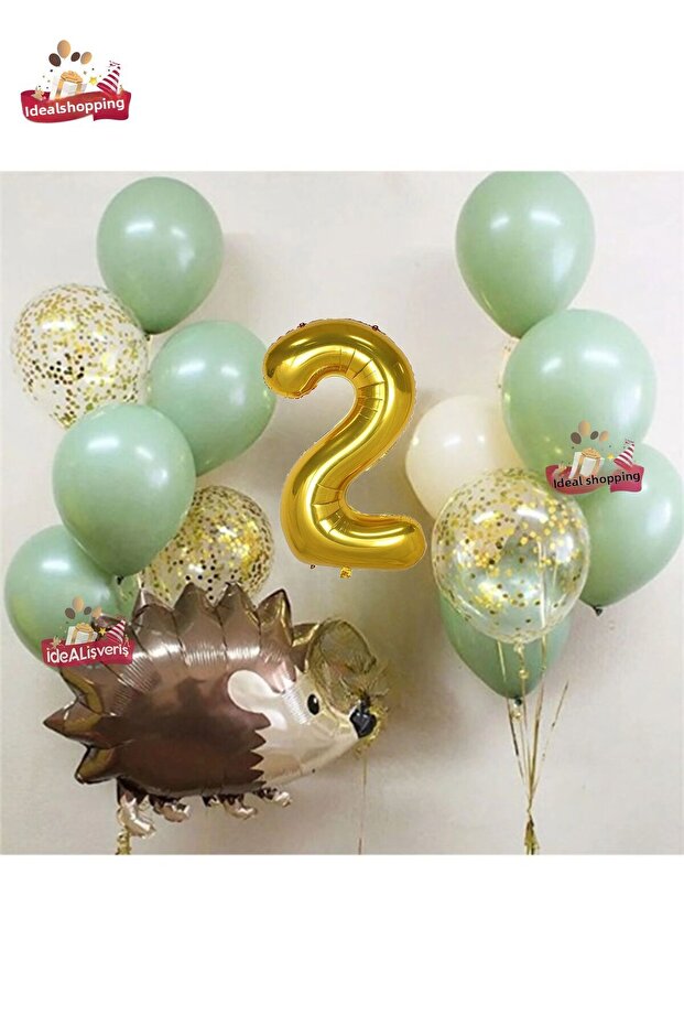 مجموعة عيد ميلاد على شكل قنفذ باللونين الأخضر والأبيض بعمر عامين