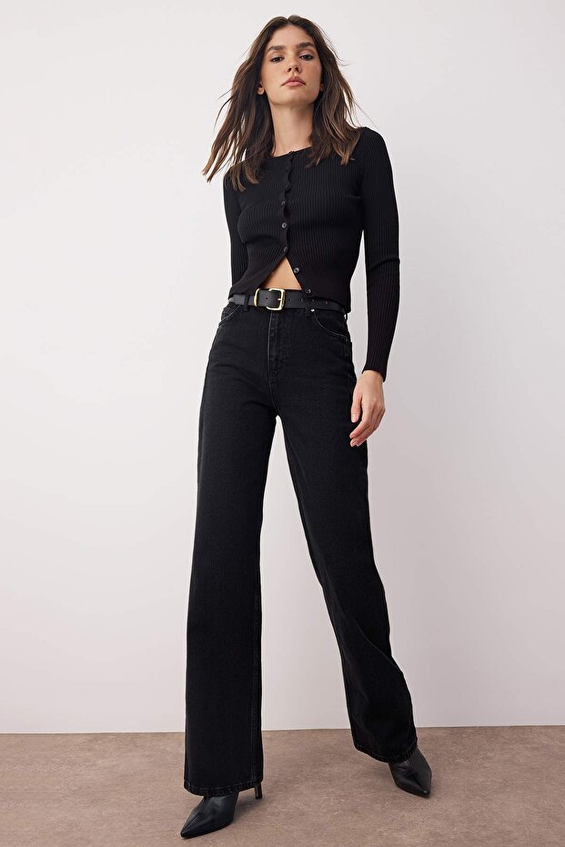 Чорні джинси з високою талією та широкими штанинами TWOAW23JE00345 - 1