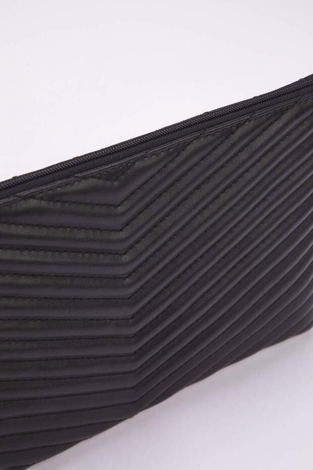 Siyah Dokulu Kadın Mini Boy Clutch Çanta TAKAW26PY00006 - 6