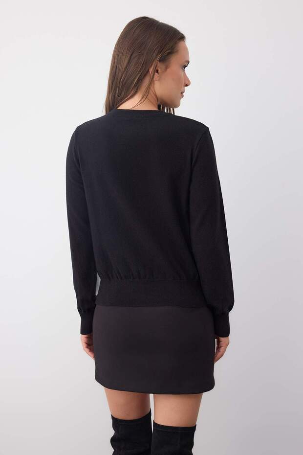 Wardrobe Essentials Siyah Premium İplik/Özel İplikli Basic Triko Kazak | TWOAW26KZ00095 - 4