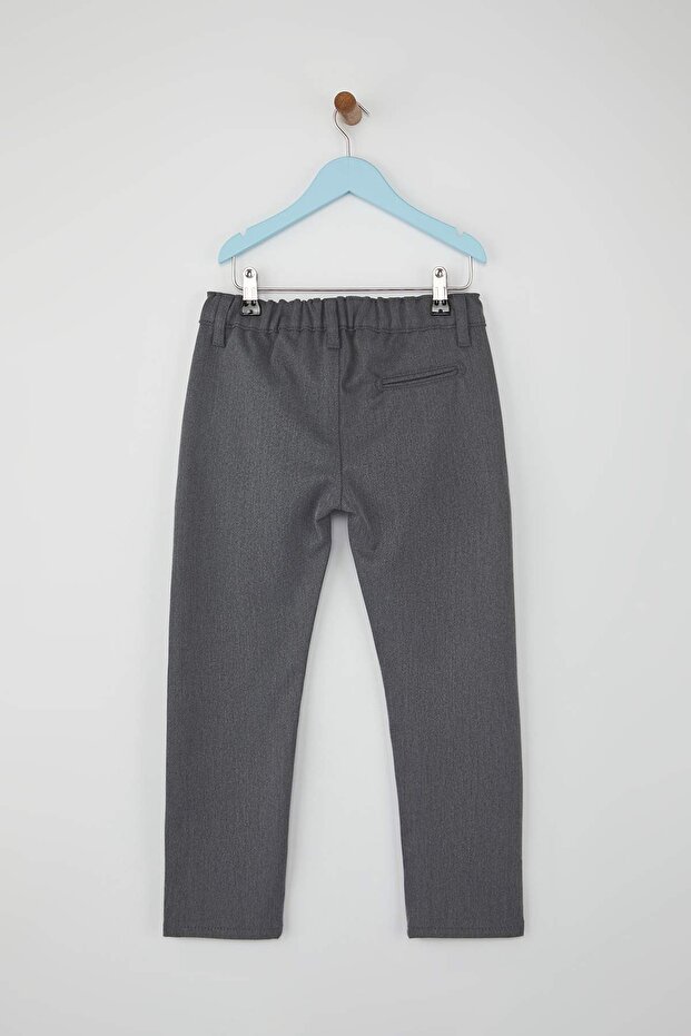 Gri Düz/Basic Regular Dokuma Erkek Çocuk Okul Pantolonu TKDAW26PL00000 - 5
