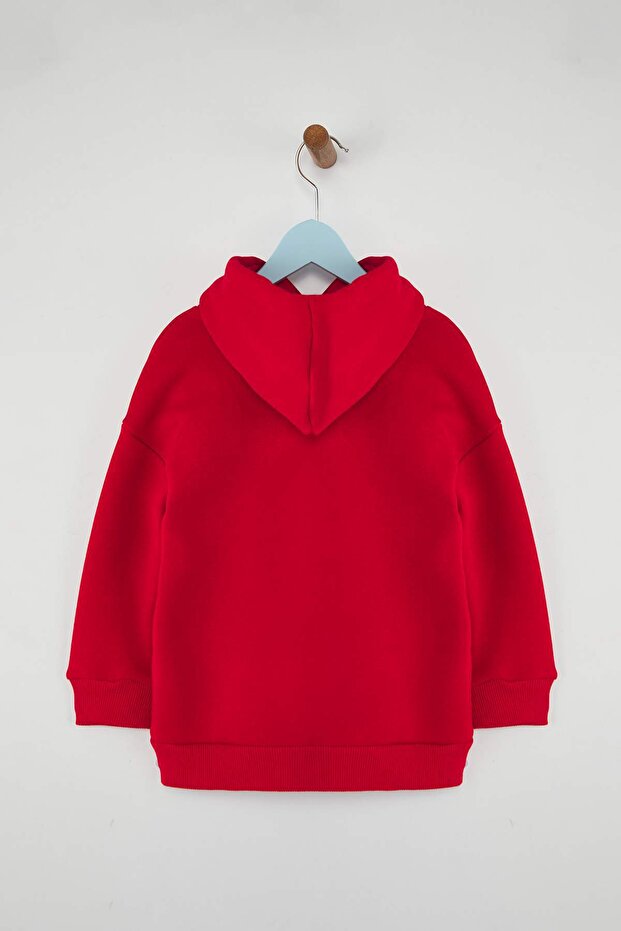 Kırmızı Pamuklu Slogan Baskılı 23 Nisan OversizeÖrme Unisex Çocuk Sweatshirt TKDAW26SW00025 - 4