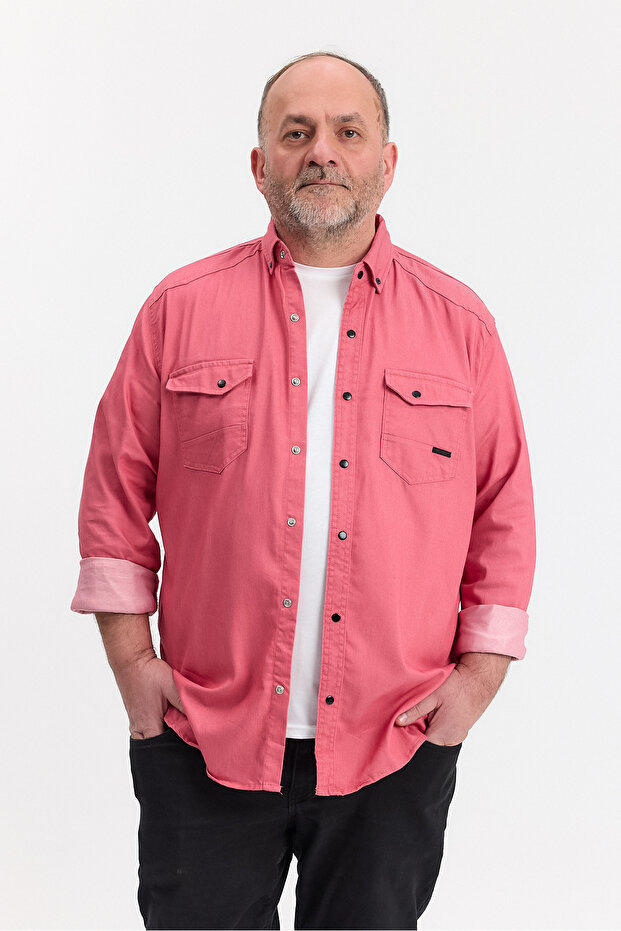 Slim Fit Men's Denim Shirt Light Powder