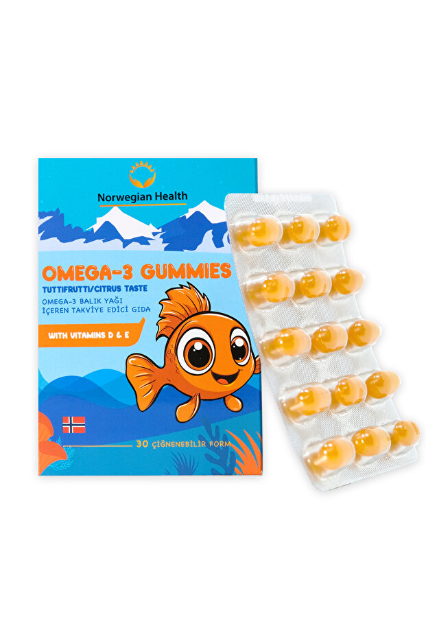 Omega 3 Gummies Çocuklar Için Tutti Frutti Aromalı 30 Çiğnenebilir Norveç Üretimi Balık Yağı X 2adet - 3