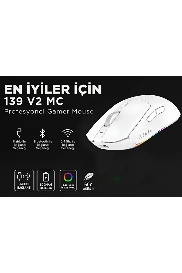 Aj139 V2 Mc 24.000 Dpı Paw3311 Ultra Hafif 3 Modlu Oyuncu Mouse - 500mah Batarya - 5