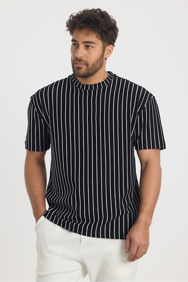 Çizgili Regular Erkek Tshirt - 1