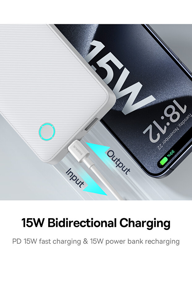 Airpow Lite Power 10.000mAh 15W Powerbank - Beyaz - 6