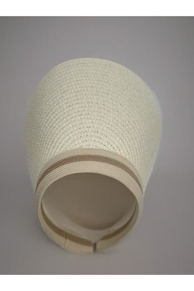 Light Beige Straw Visor Hat - 7