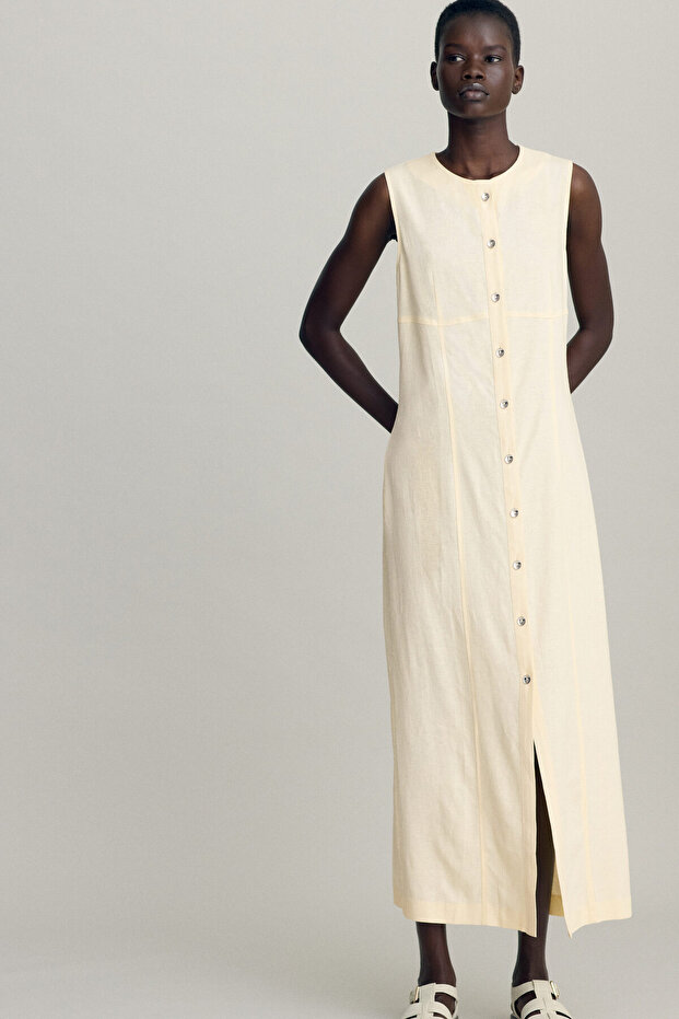 Keten Karışımlı Elbise - 1