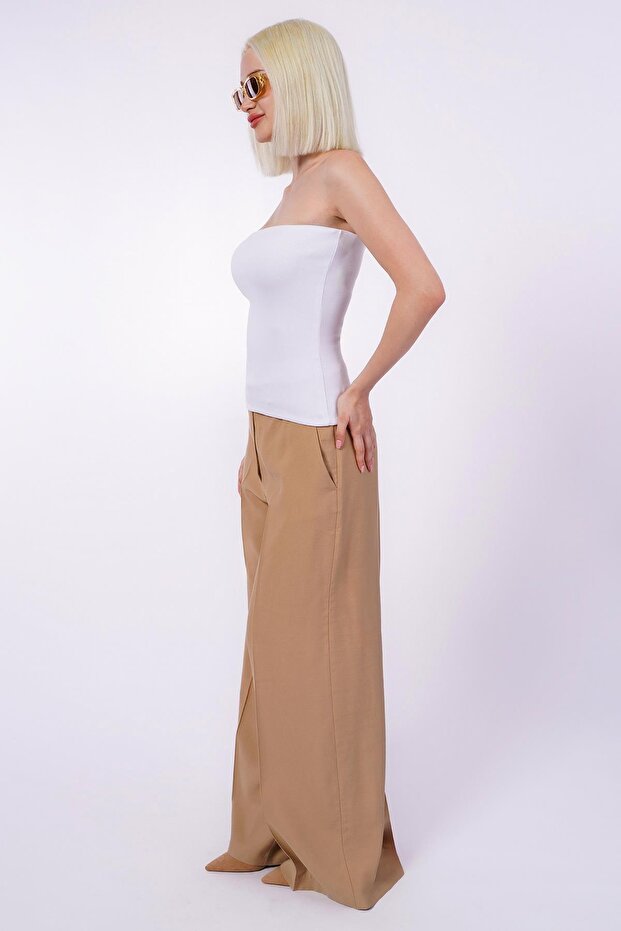 Beyaz Straplez Basic Kadın Bluz Sh247 - 8