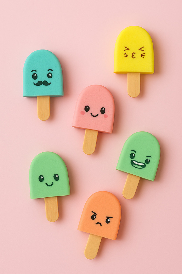 Phosphorescent Ice Cream Design Children's School 6-Piece Pen Set