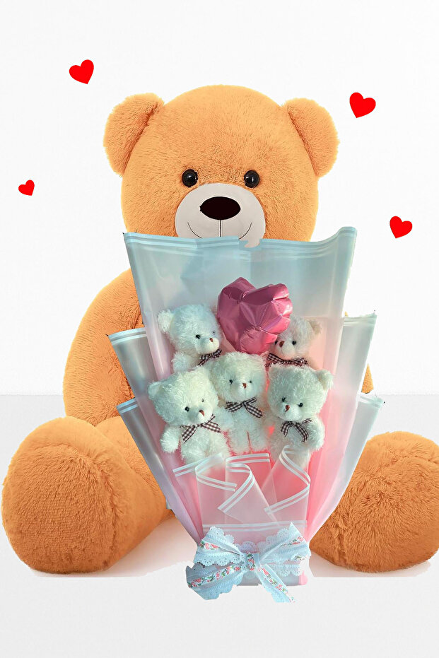 90 cm Large Plush Bear Teddy Bear and Heart Balloon Teddy Bear Bouquet Romantic Gift for Lover Birthday