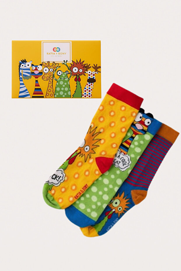 Rooster Patterned 3-Piece Boxed Socks - 2