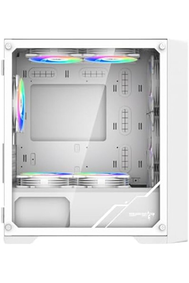 كيس كمبيوتر دارك أرمور حجم لوحه أم (صغير) اكس مع 4 مراوح ار جي بي وجهاز تحكم عن بعد باللون الأبيض - 2