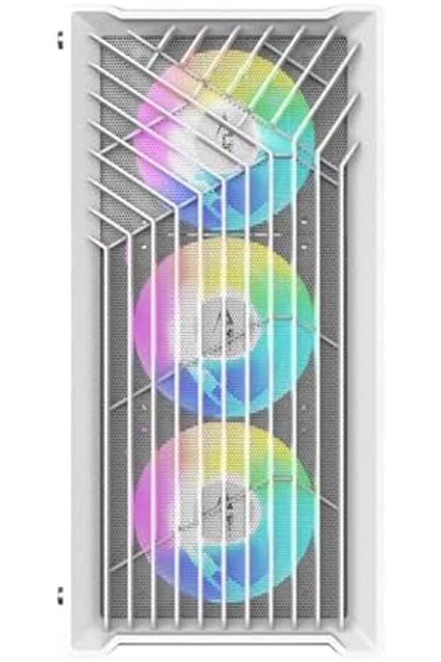 كيس كمبيوتر دارك أرمور حجم لوحه أم (صغير) اكس مع 4 مراوح ار جي بي وجهاز تحكم عن بعد باللون الأبيض - 3