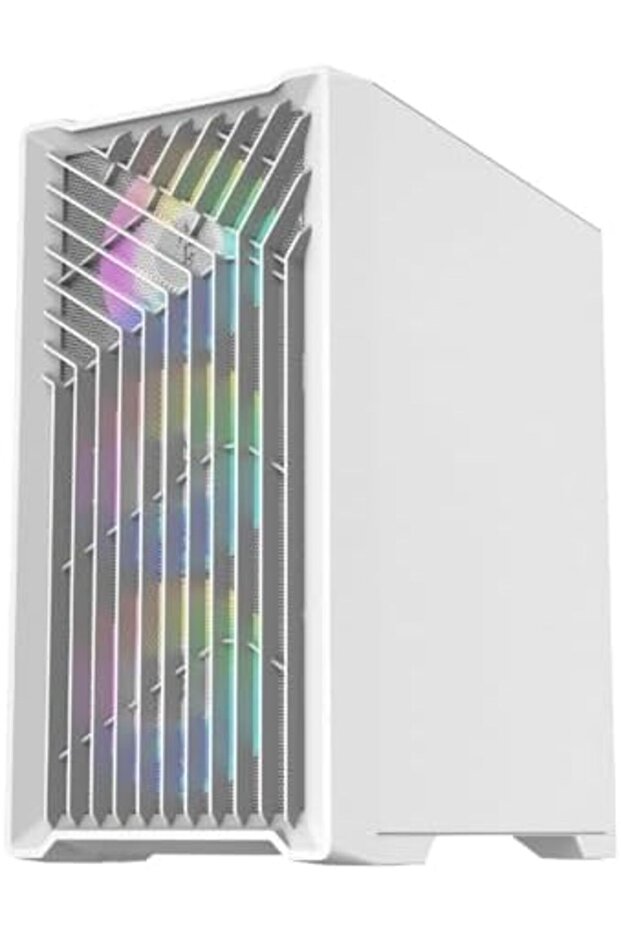 كيس كمبيوتر دارك أرمور حجم لوحه أم (صغير) اكس مع 4 مراوح ار جي بي وجهاز تحكم عن بعد باللون الأبيض - 4