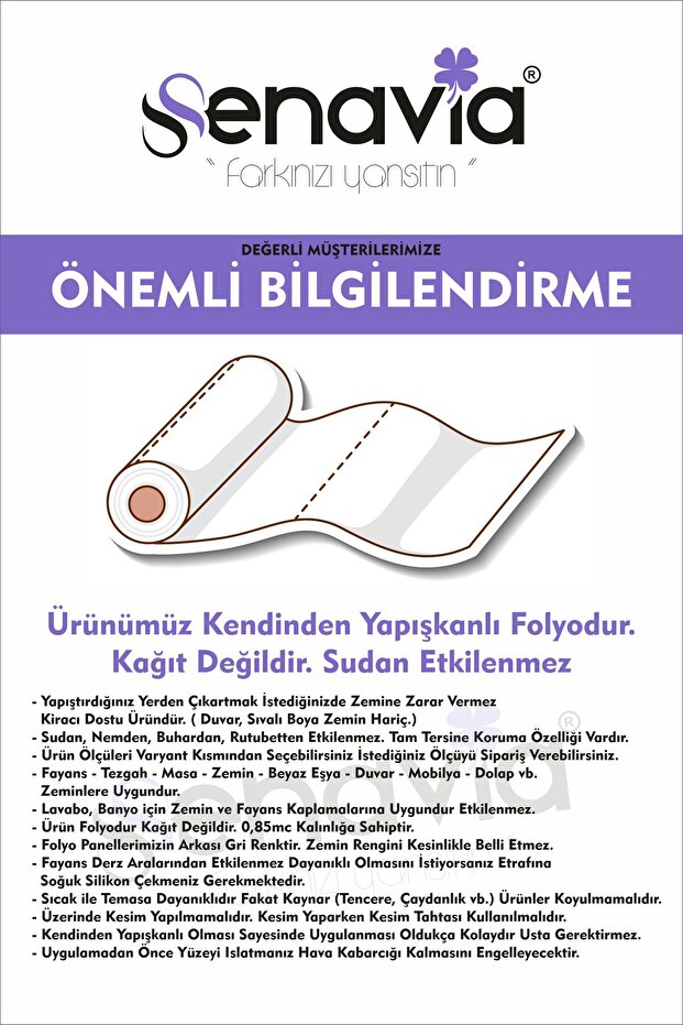 Düz Renkler Mobilya Masa Fayans Zemin Dolap Mutfak Kaplama Kendinden Yapışkanlı Folyo 122 x 100cm - 3
