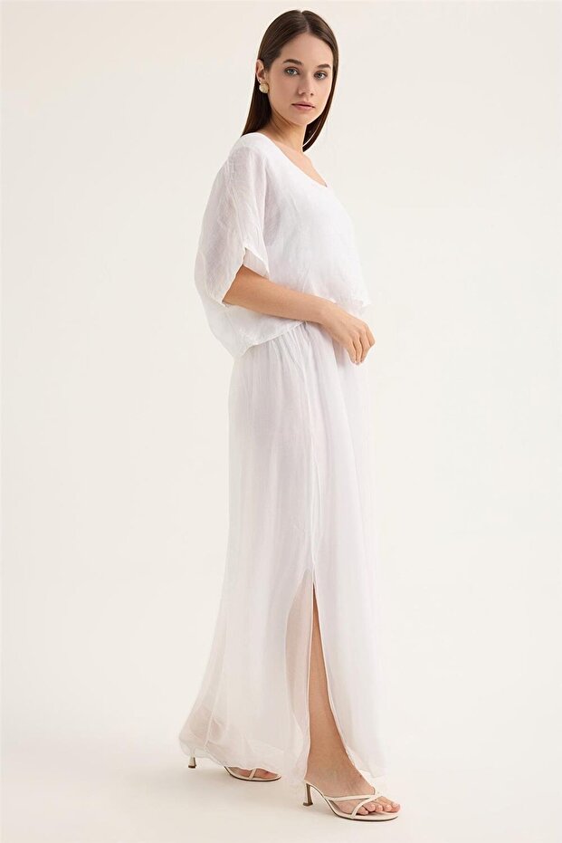 Keten İpek Elbise - 3