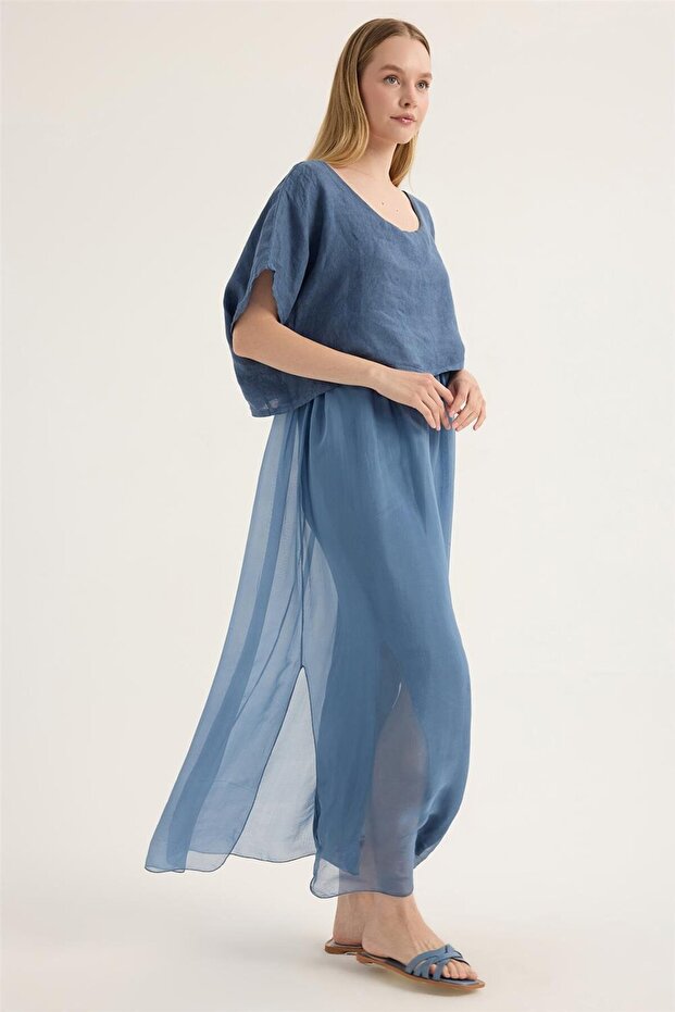 Keten İpek Elbise - 3