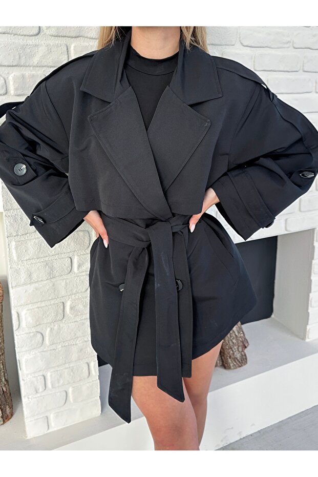 Windbreaker Detail Belted Trench Coat