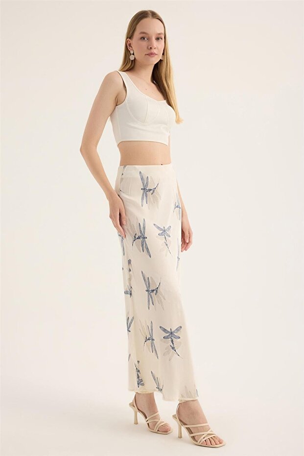 Fusta lungă cu imprimeu cu libelule - 3