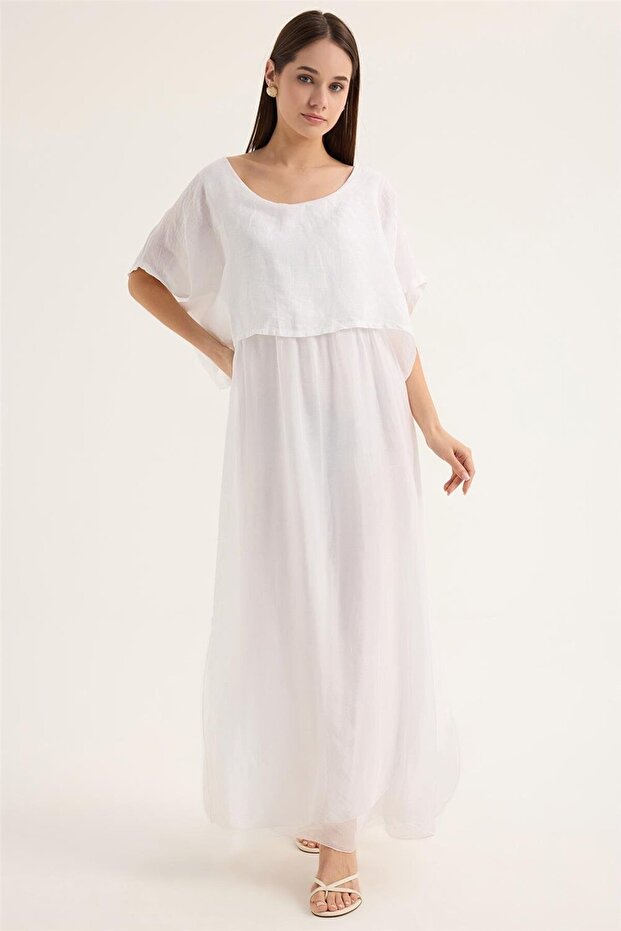 Keten İpek Elbise - 1