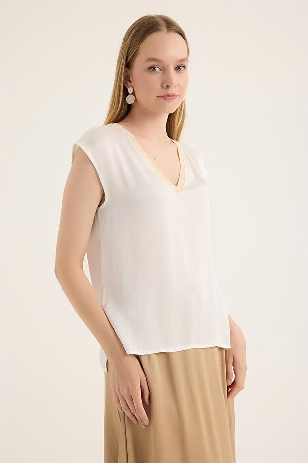 بلوزة مضلعة لامعة - 3