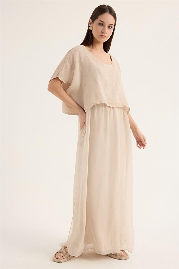 Keten İpek Elbise - 3