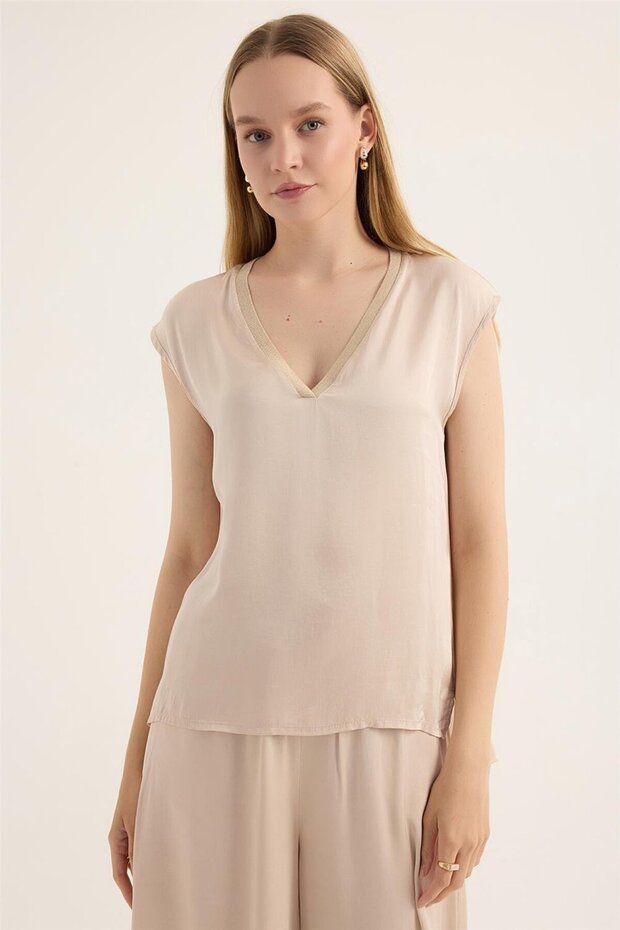 Glitter Ribbed Blouse - 1