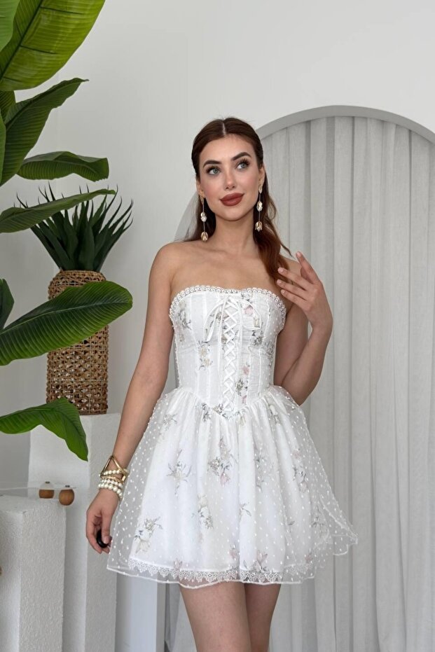 Mini Beyaz Elbise - 4