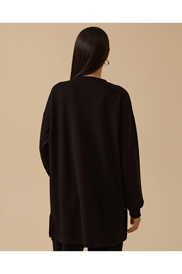 Sim Detaylı Uzun Sweatshirt - 4