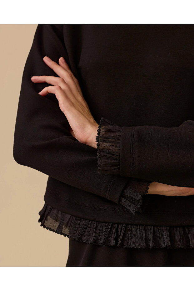 Fırfır Detaylı Sweatshirt - 4
