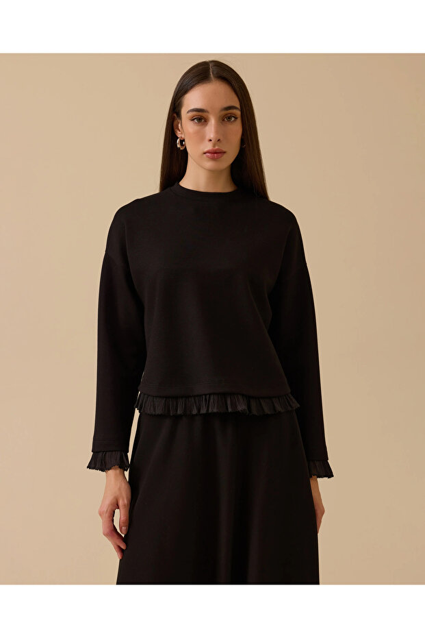 Fırfır Detaylı Sweatshirt - 1