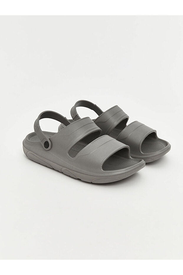 Gray Leather-Look Men's Sandals