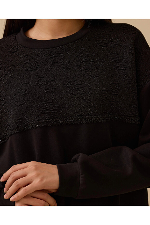 Sim Detaylı Uzun Sweatshirt - 5