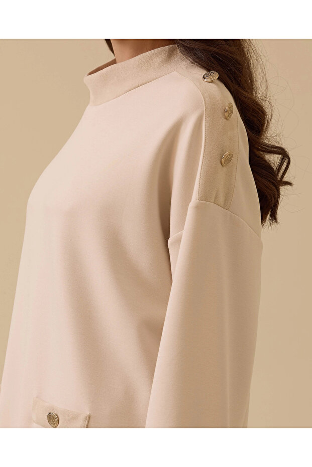 سترة بياقة واقفة وأزرار مفصلة - 4