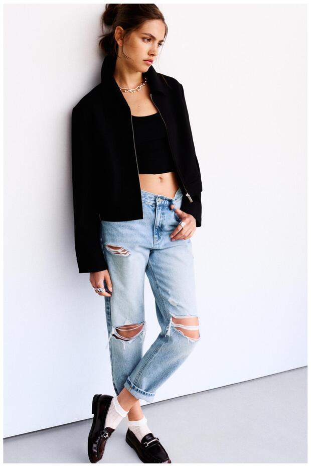 Yırtık mom fit jean - 1