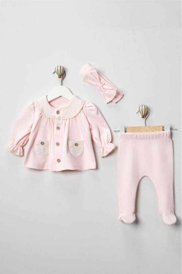 Baby Girls 3-Piece Set – Blouse, Booties Pants and Headband