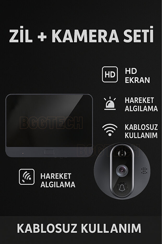Güvenlik ve Konfor Bir Arada Akıllı Dijital Kapı Dürbünü ve Zil Seti - 1