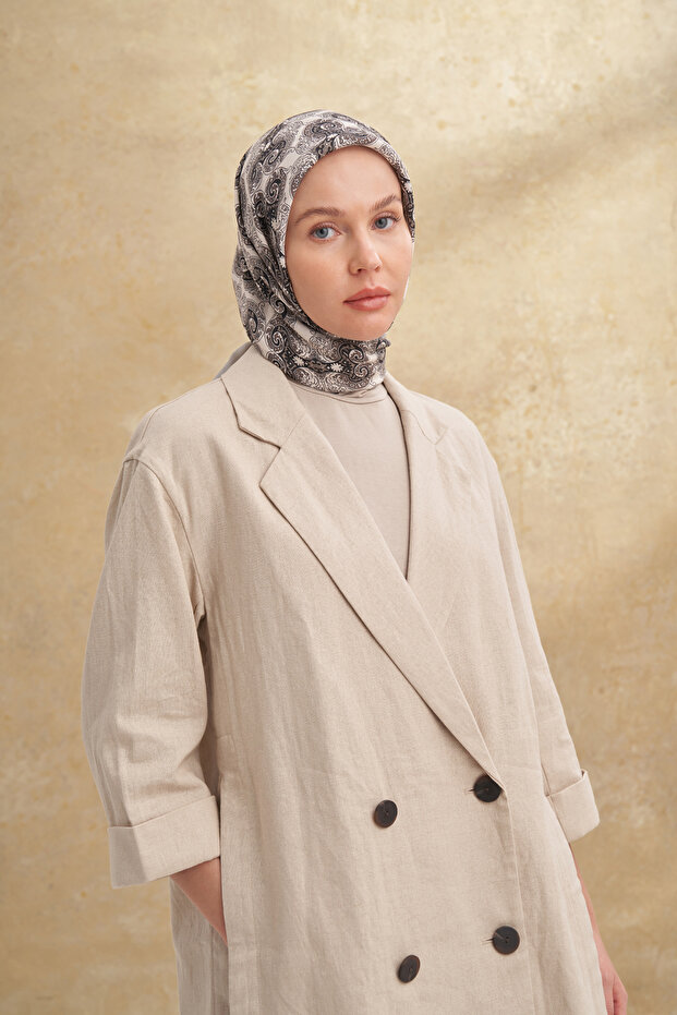 Floş Viscos Gaia Pattern Scarf - Stone - 2